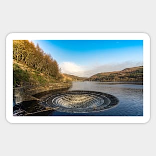 Overflow at Ladybower reservoir, Bamford, Derbyshire,UK Sticker